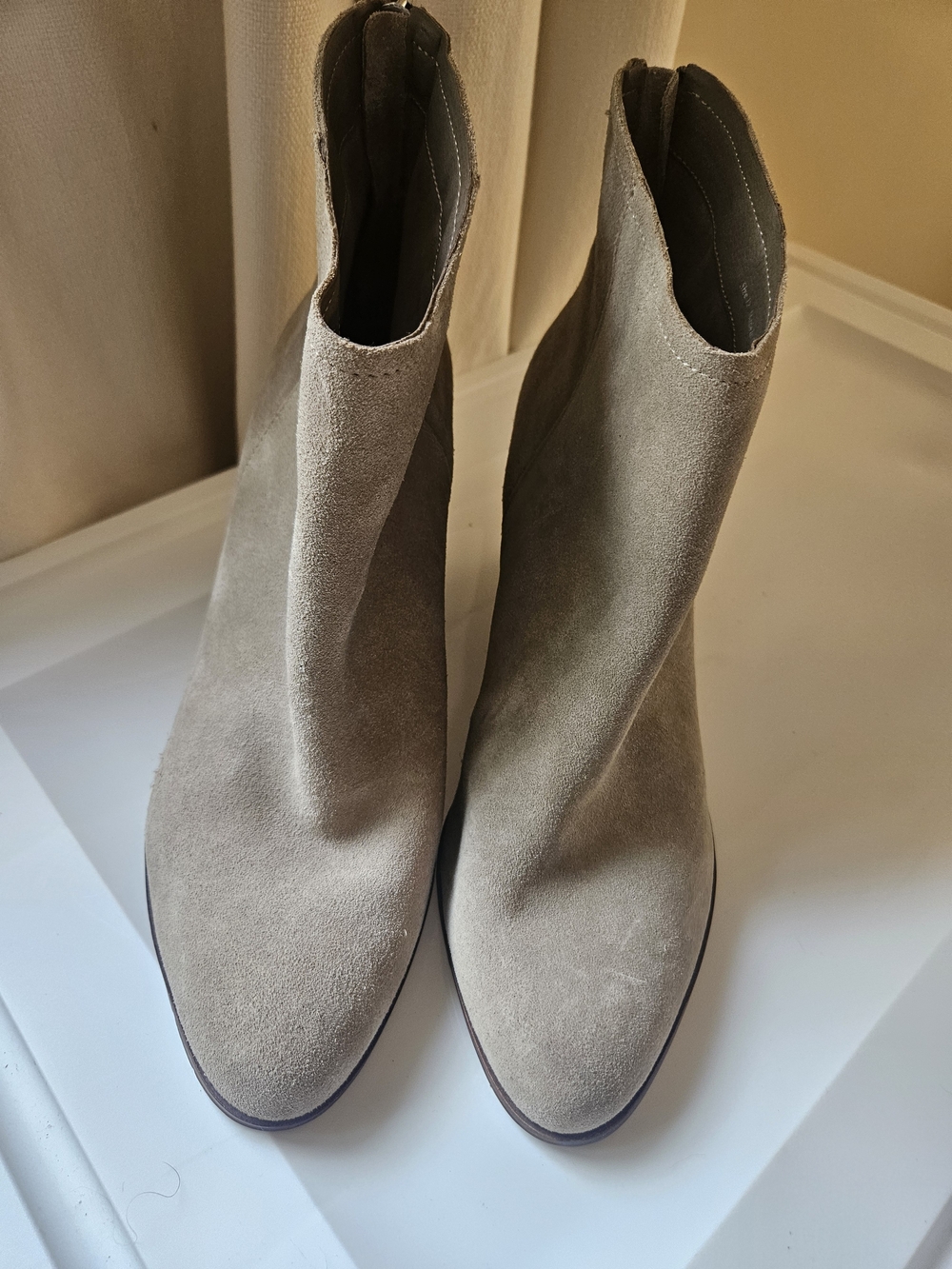 Suede Ankle Booties - Taupe